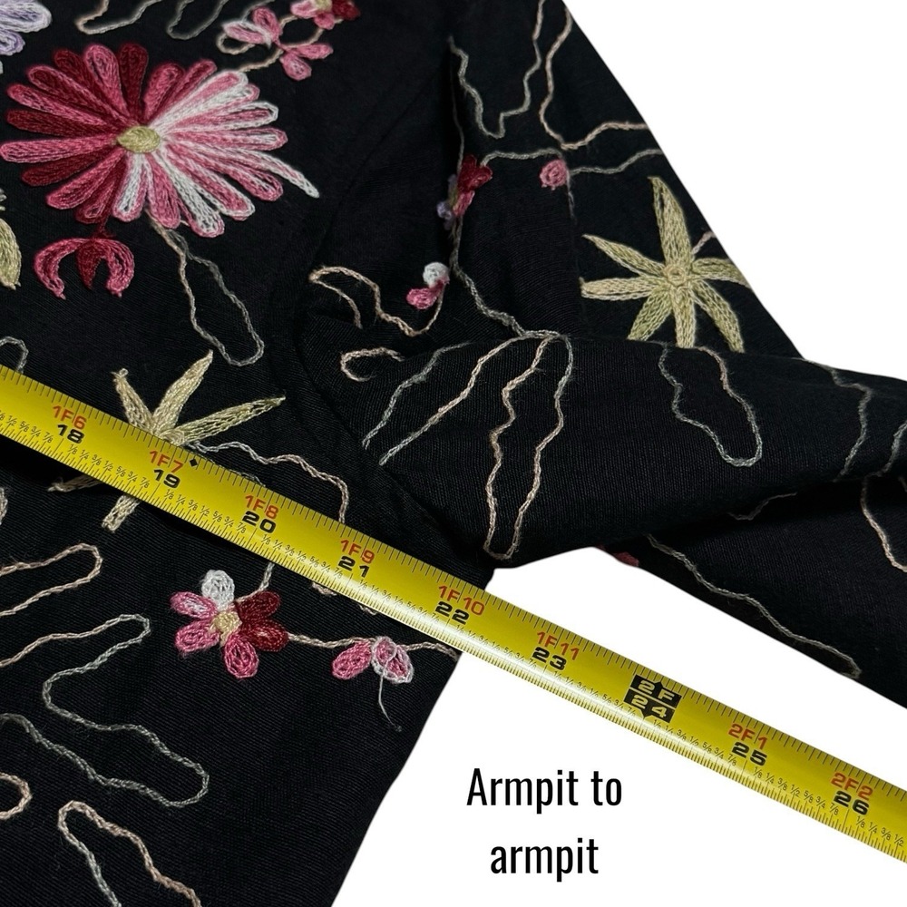 The Vermont Country Store Linen Blend Floral Embroidered Jacket Boho Feminine L - Picture 9 of 10